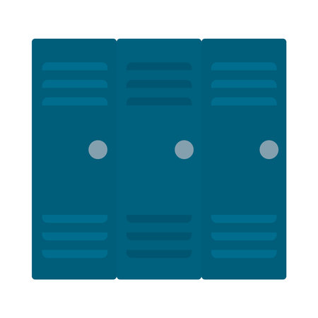 School lockers flat style icon design, Education class lesson knowledge preschooler study learning...