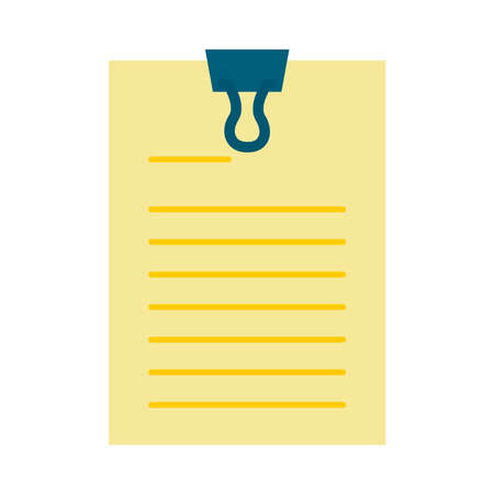 Paper note with clip flat style icon design, Document data archive and information theme Vector illustrationのイラスト素材