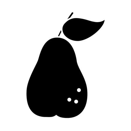 pear fruit icon over white background, silhouette style, vector illustrationのイラスト素材
