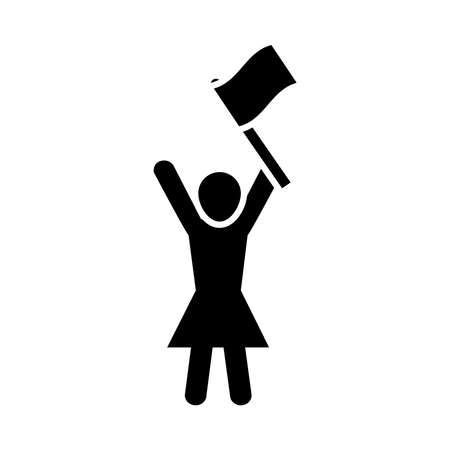 woman avatar with banner board silhouette style icon design, Manifestation protest and demonstration theme Vector illustrationのイラスト素材
