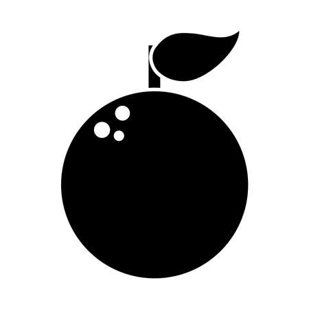 orange fruit icon over white background, silhouette style, vector illustrationのイラスト素材