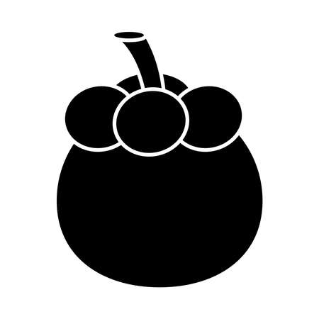 mangosteen fruit icon over white background, silhouette style, vector illustrationのイラスト素材