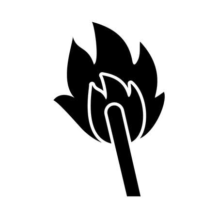 match with flame silhouette style icon design of Fire bonfire hot burn light flammable heat and campfire theme Vector illustrationのイラスト素材