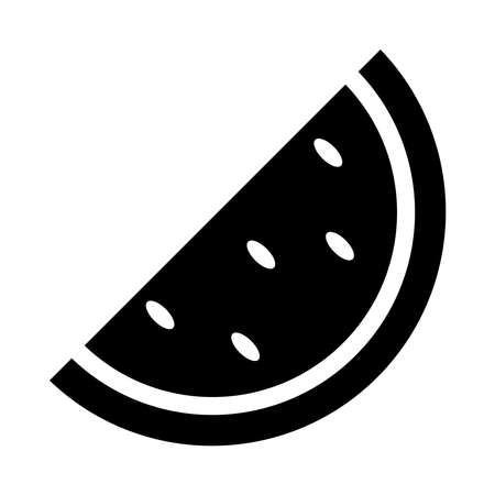 watermelon slice icon over white background, silhouette style, vector illustrationのイラスト素材