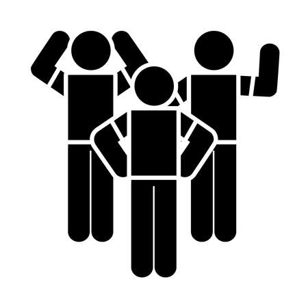 people avatars silhouette style icon design, Manifestation protest and demonstration theme Vector illustrationのイラスト素材