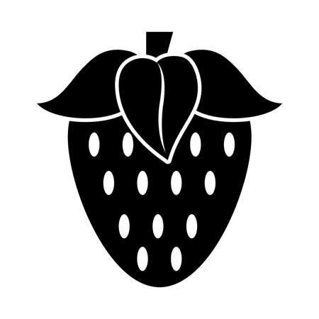 strawberry fruit icon over white background, silhouette style, vector illustrationのイラスト素材