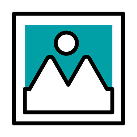 picture symbol, landscape photo icon over white background, half line half color style, vector illustrationのイラスト素材