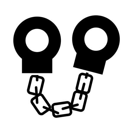 police handcuffs silhouette style icon design, Officer cop security law character job person people safety and crime theme Vector illustrationのイラスト素材