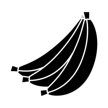 bananas fruits icon over white background, silhouette style, vector illustrationのイラスト素材