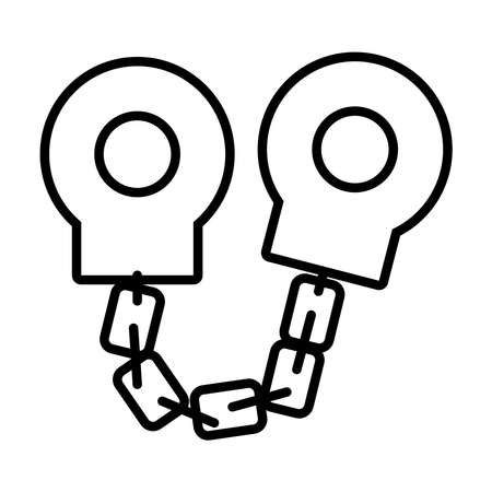 police handcuffs line style icon design, Officer cop security law character job person people safety and crime theme Vector illustrationのイラスト素材