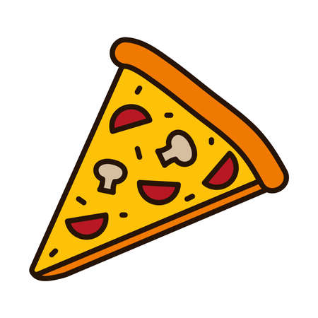 pizza line and fill style icon design, food eat restaurant and menu theme Vector illustrationのイラスト素材