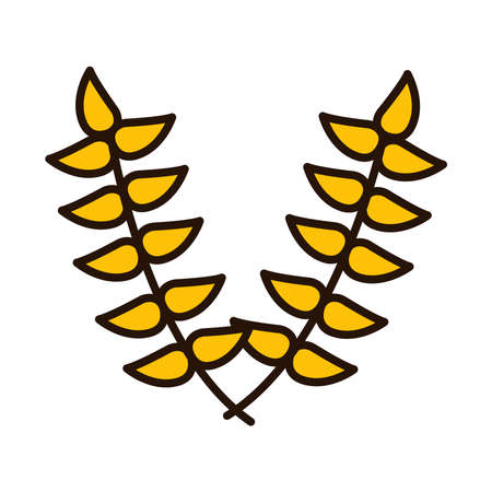 Wheat ears line and fill style icon design, Food grain agriculture natural seed plant organic and corn theme Vector illustrationのイラスト素材