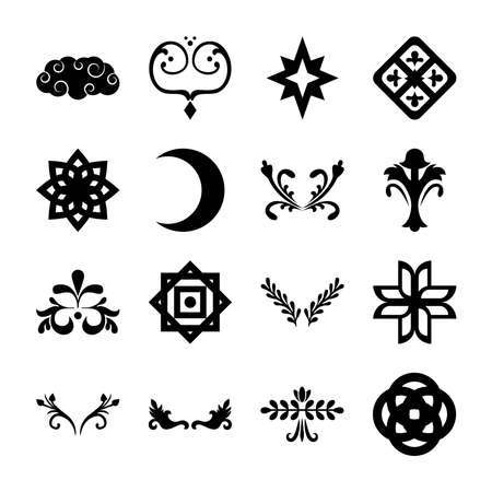 ornaments silhouette style icon set design of Decorative element theme Vector illustrationのイラスト素材