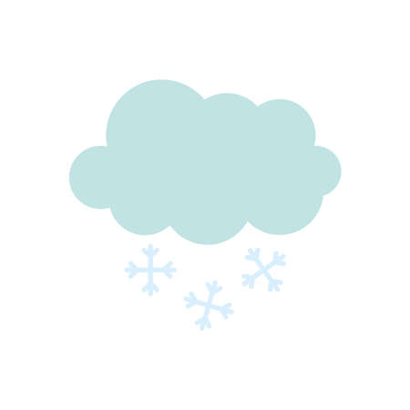 snowy cloud icon over white background, flat style, vector illustrationのイラスト素材