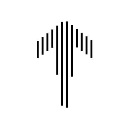 striped arrow icon over white background, silhouette style, vector illustrationのイラスト素材