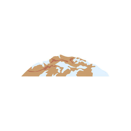 folded mountain with snow over white background, flat style, vector illustrationのイラスト素材