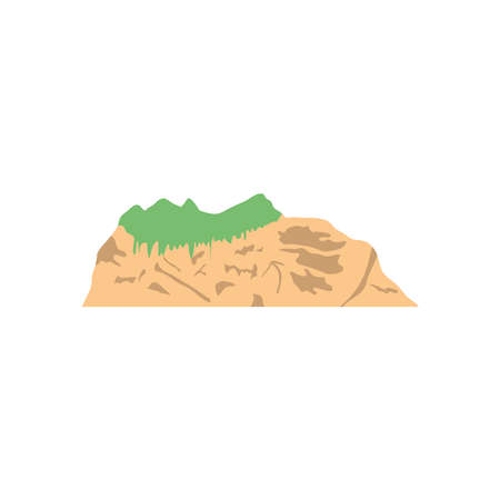 dry mountain with pine trees on the top over white background, flat style, vector illustrationのイラスト素材