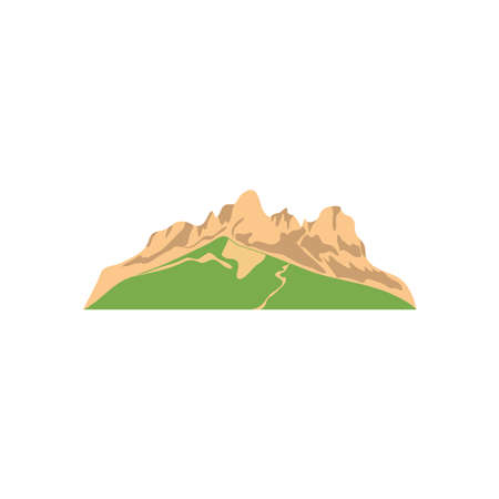 dry mountain with grass icon over white background, flat style, vector illustrationのイラスト素材