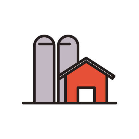 farm line and fill style icon design, agronomy lifestyle agriculture harvest rural farming and country theme Vector illustrationのイラスト素材