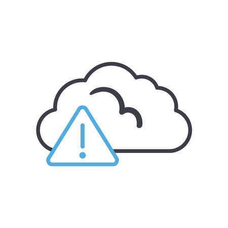 Cloud computing with warning triangle line style icon design, Communication internet and connectivity theme Vector illustrationのイラスト素材