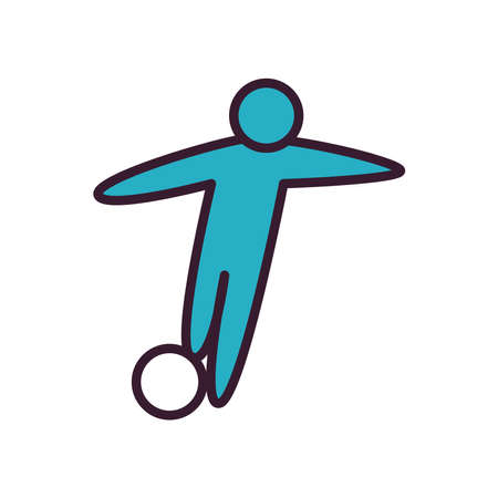 player with ball line and fill style icon design, Soccer football sport hobby competition and game theme Vector illustrationのイラスト素材