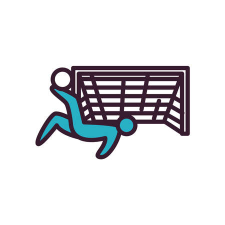 player with ball line and fill style icon design, Soccer football sport hobby competition and game theme Vector illustrationのイラスト素材