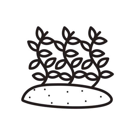 Plants on earth line style icon design of Floral nature garden ornament botany decoration beauty and flora theme Vector illustrationのイラスト素材