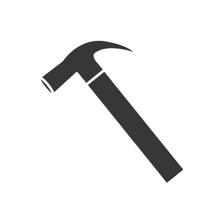 hammer tool icon over white background, silhouette style, vector illustrationのイラスト素材