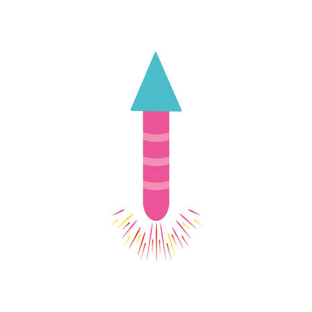 firework rocket icon over white background, flat style, vector illustrationのイラスト素材