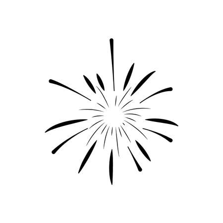 striped fireworks burst over white background, silhouette style, vector illustrationのイラスト素材