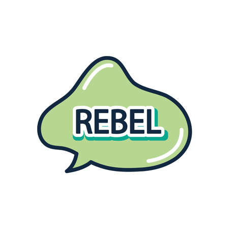 slang bubble concept, speech bubble with rebel word over white background, flat style, vector illustrationのイラスト素材