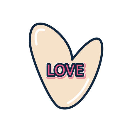 slang bubbles concept, heart with love word over white background, flat style, vector illustrationのイラスト素材