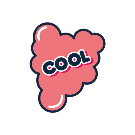 slang bubble concept, red cloud with cool word over white background, flat style, vector illustrationのイラスト素材