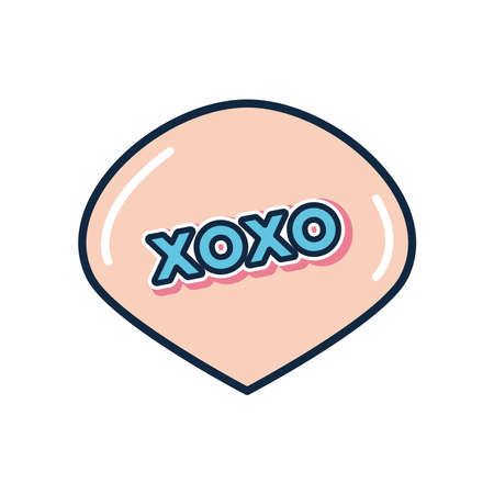 slang bubbles concept, decorative circle with xoxo word over white background, flat style, vector illustrationのイラスト素材