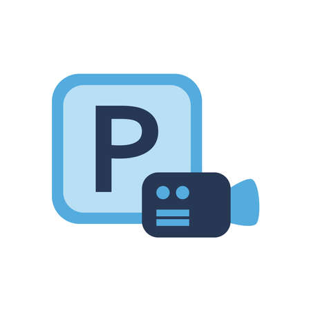 parking road sign frame and videocamera flat style icon design, Park and transportation theme Vector illustrationのイラスト素材