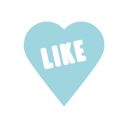 slang bubble concept, blue heart with like word icon over white background, line fill style, vector illustrationのイラスト素材