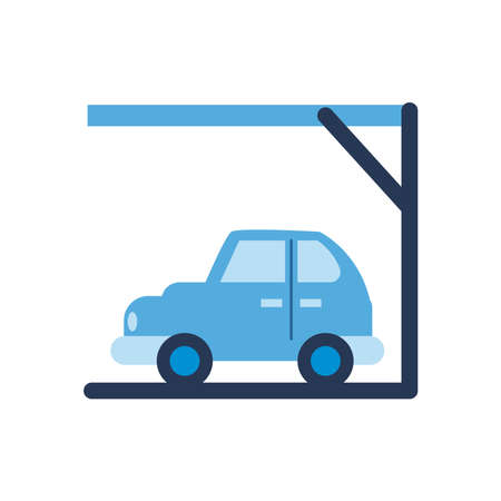 parking road sign and car flat style icon design, Park and transportation theme Vector illustrationのイラスト素材