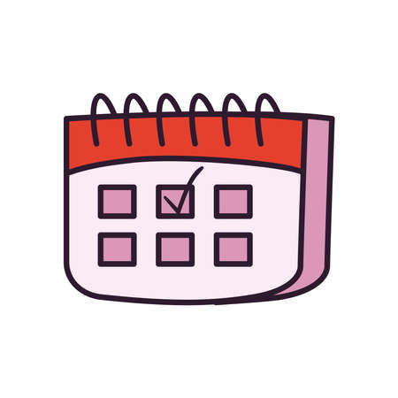 Calendar line and fill style icon design, Planner time event moth date day page plan and reminder theme Vector illustrationのイラスト素材