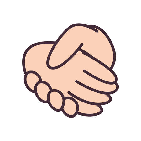 Hands shake line and fill style icon design of People meeting entrepreneur businesspeople startup team success teamwork plan idea and person theme Vector illustrationのイラスト素材
