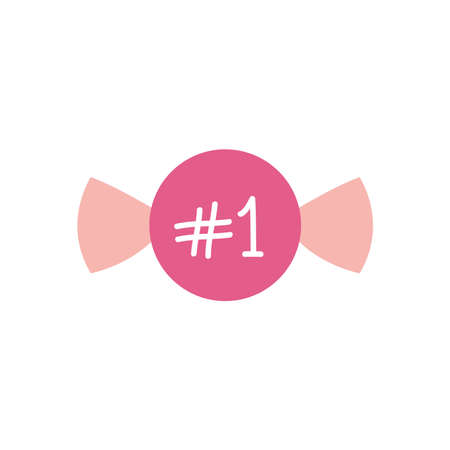 slang bubbles concept, candy with number 1 word over white background, line fill style, vector illustrationのイラスト素材