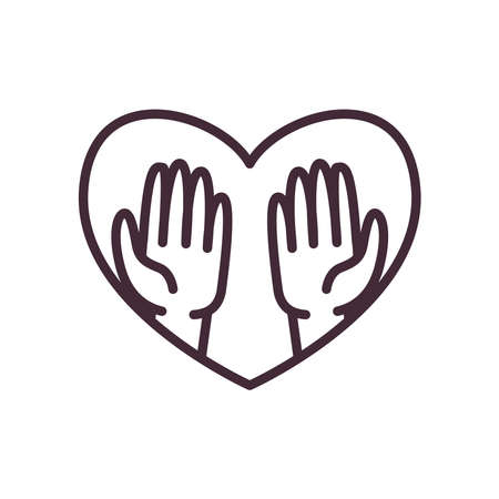 volunteer hands in heart line style icon design of Charity and donation theme Vector illustrationのイラスト素材