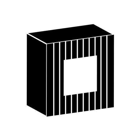 cube geometric shape icon over white background, silhouette style, vector illustrationのイラスト素材