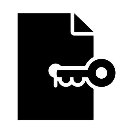 document file and key icon over white background, silhouette style, vector illustrationのイラスト素材