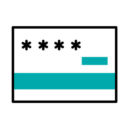 cyber security concept, credit card icon over white background, half line half color style, vector illustrationのイラスト素材