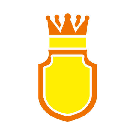 decorative shield with crown icon over white background, flat style, vector illustrationのイラスト素材