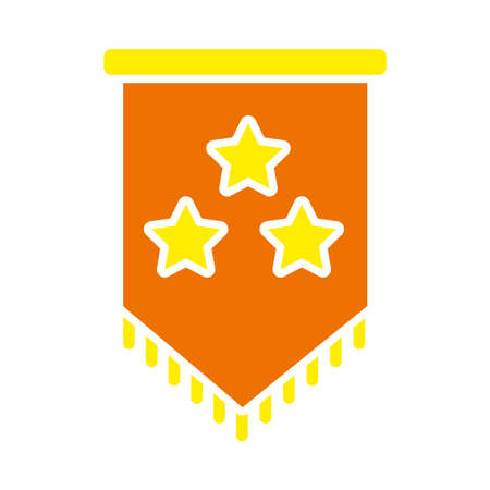 decorative pennant with stars icon over white background, flat style, vector illustrationのイラスト素材