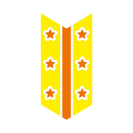 military badge with stars icon over white background, flat style, vector illustrationのイラスト素材