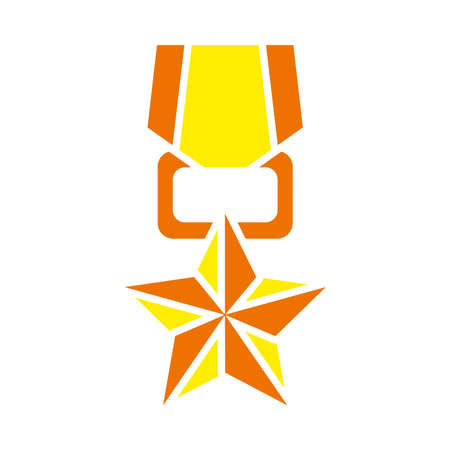 medal with star hanging over white background, flat style, vector illustrationのイラスト素材