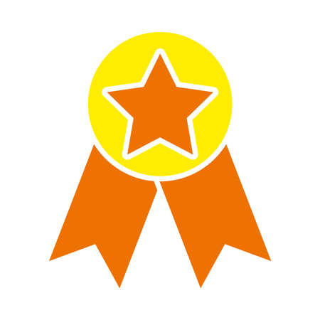 star medal icon over white background, flat style, vector illustrationのイラスト素材