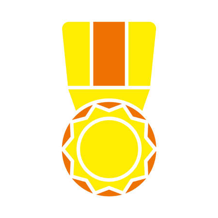 medal with sun icon over white background, flat style, vector illustrationのイラスト素材